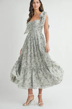 将图片加载到图库查看器，Floral Bust Ruched Midi Dress with Shoulder Tie For Women – Ruched Midi Dress For Summer, Floral Bust Dress, Shoulder Tie Dress, Feminine Midi Dress, Chic Event Dress
