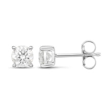 Load image into Gallery viewer, 0.80 Carat Genuine White Diamond 14K White Gold Earrings
