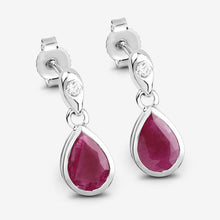 Load image into Gallery viewer, 1.65 Carat Genuine Ruby and White Diamond 10K White Gold Earrings
