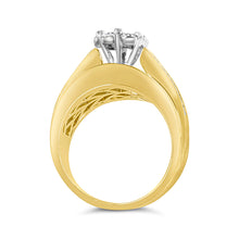 Load image into Gallery viewer, 14K Yellow Gold 2-1/3 Cttw Diamond Cluster Channel Set Chevron Shaped Engagement Ring (H-I Color, SI1-SI2 Clarity) - Ring Size 7
