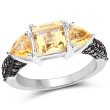 Load image into Gallery viewer, 2.71 Carat Genuine Citrine and Champagne Diamond .925 Sterling Silver Ring

