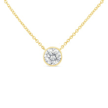 将图片加载到图库查看器，10K White Gold 1/10 Carat Round Brilliant-Cut Diamond Modern Bezel-Set Solitaire 16"-18" Pendant Necklace (H-I Color, SI2-I1 Clarity)
