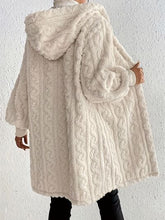 Load image into Gallery viewer, Beige Long Winter Open Front Long Sleeve Fuzzy Hooded Jacket Cozy &amp; Stylish Outerwear
