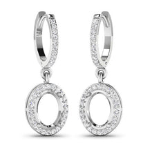 Load image into Gallery viewer, 0.32 Carat Genuine White Diamond 14K White Gold Semi Mount Earrings - holds 8x6mm Oval Gemstones
