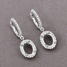 Load image into Gallery viewer, 0.32 Carat Genuine White Diamond 14K White Gold Semi Mount Earrings - holds 8x6mm Oval Gemstones
