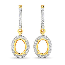 Load image into Gallery viewer, 0.32 Carat Genuine White Diamond 14K Yellow Gold Semi Mount Earrings - holds 8x6mm Oval Gemstones
