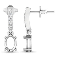 Load image into Gallery viewer, 0.14 Carat Genuine White Diamond 14K White Gold Semi Mount Earrings - holds 7x5mm Oval Gemstones
