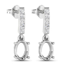Load image into Gallery viewer, 0.14 Carat Genuine White Diamond 14K White Gold Semi Mount Earrings - holds 7x5mm Oval Gemstones
