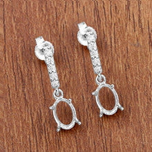 Load image into Gallery viewer, 0.14 Carat Genuine White Diamond 14K White Gold Semi Mount Earrings - holds 7x5mm Oval Gemstones
