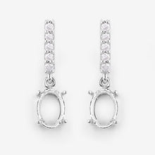 Load image into Gallery viewer, 0.14 Carat Genuine White Diamond 14K White Gold Semi Mount Earrings - holds 7x5mm Oval Gemstones
