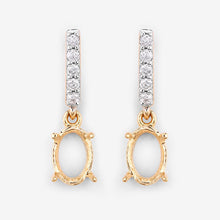 Load image into Gallery viewer, 0.14 Carat Genuine White Diamond 14K Yellow Gold Semi Mount Earrings - holds 7x5mm Oval Gemstones
