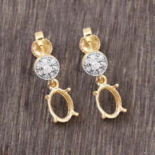 Load image into Gallery viewer, 0.11 Carat Genuine White Diamond 14K Yellow Gold Semi Mount Earrings - holds 7x5mm Oval Gemstones
