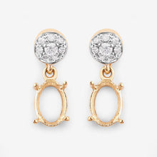 Load image into Gallery viewer, 0.11 Carat Genuine White Diamond 14K Yellow Gold Semi Mount Earrings - holds 7x5mm Oval Gemstones
