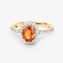 Load image into Gallery viewer, 1.66 Carat Genuine Spessartite Garnet and White Diamond 14K Yellow Gold Ring
