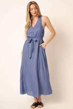 Load image into Gallery viewer, Cross Back Belted V-Neck Tank Maxi Dress For Women – Effortlessly Chic Elegant and Flattering Maxi Dress with Unique Cross Back Detail

