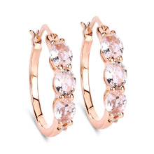 Load image into Gallery viewer, 1.63 Carat Genuine Morganite and White Diamond .925 Sterling Silver Earrings
