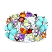 将图片加载到图库查看器，4.03 Carat Genuine Multi Stones .925 Sterling Silver Ring
