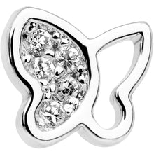 Load image into Gallery viewer, 20G 1/4 Clear CZ Gem Half Paved Butterfly Nose Bone
