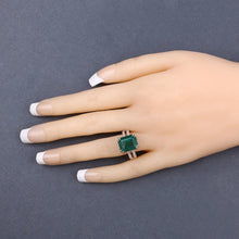 将图片加载到图库查看器，IGI Certified 8.49 Carat Genuine Zambian Emerald and White Diamond 14K Yellow Gold Ring
