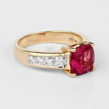 Load image into Gallery viewer, 2.70 Carat Genuine Rubellite and White Diamond 14K Yellow Gold Ring
