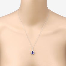 Load image into Gallery viewer, 3.05 Carat Genuine Tanzanite and White Diamond 14K White Gold Pendant
