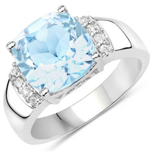 Load image into Gallery viewer, 4.58 Carat Genuine Blue Topaz and White Topaz .925 Sterling Silver Ring
