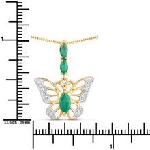 Load image into Gallery viewer, 0.72 Carat Genuine Emerald and White Zircon .925 Sterling Silver Pendant

