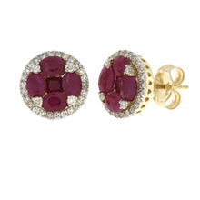 Load image into Gallery viewer, 1.46ct Ruby Diamond Stud Earrings 14KT Yellow Gold

