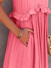 Load image into Gallery viewer, Romantic Ruffled Sleeveless Tiered Maxi Dress with Pockets Elegant &amp; Chic Statement Beautiful Design Dress
