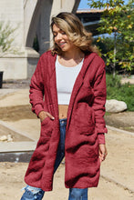 Load image into Gallery viewer, Red Double Take Full Size Hooded Teddy Bear Jacket with Thumbholes Ultra-Cozy &amp; Stylish Comfortable Outerwear
