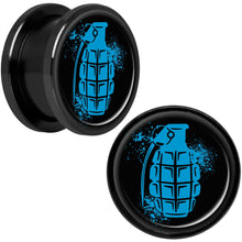 Load image into Gallery viewer, Blue Grenade Black Anodized Screw Fit Plug Set 5/8

