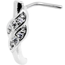Load image into Gallery viewer, 18G Clear CZ Swish Faux Hoop L Shaped Nose Ring
