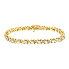 Load image into Gallery viewer, 10K Yellow Gold Plated Sterling Silver 1 cttw Diamond Link Bracelet (J-K Clarity, I1-I2 Color) - Size 7"
