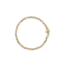 将图片加载到图库查看器，10K Two-Tone Gold 1/2 Cttw Diamond Alternating 3 Stone and X-Link 7" Bracelet (I-J Color, I2-I3 Clarity)

