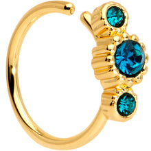 Load image into Gallery viewer, 5/16 Green CZ Gem Gold IP Fashion Fusion Seamless Circular Ring
