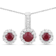 Load image into Gallery viewer, 2.17 Carat Genuine Ruby and White Topaz .925 Sterling Silver Jewelry Set
