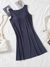 Load image into Gallery viewer, Classic Round Neck Wide Strap Mini Dress With Built-In Bra Comfortable Sleeveless Dress

