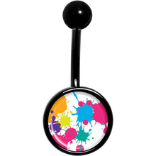Load image into Gallery viewer, Pink Green Blue Color Splash Black Belly Ring
