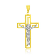 Load image into Gallery viewer, 14k Two-Tone Gold Cross with Figure Pendant
