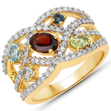 将图片加载到图库查看器，1.76 Carat Genuine Multi Stones .925 Sterling Silver Ring
