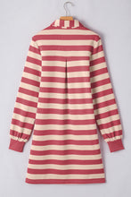 Load image into Gallery viewer, Classic Contrast Black Striped Collar Long Sleeve Mini Dress Stylish &amp; Trendy Casual Dress for Women
