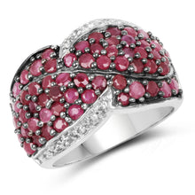 Load image into Gallery viewer, 3.06 Carat Genuine Ruby &amp; White Topaz .925 Sterling Silver Ring
