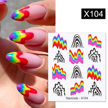 将图片加载到图库查看器，Egg Shell French Lines Water Decals Sticker Geometric Flowers Leaves Bubble Design Slider For Manicuring Nail Art Manicure Lips Nail Art Decorations Slider Nail Art Stickers Decals Nail Art Supplies Valentines Day 3D Self-Adhesive Nail Decorations

