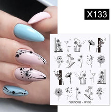 将图片加载到图库查看器，Egg Shell French Lines Water Decals Sticker Geometric Flowers Leaves Bubble Design Slider For Manicuring Nail Art Manicure Lips Nail Art Decorations Slider Nail Art Stickers Decals Nail Art Supplies Valentines Day 3D Self-Adhesive Nail Decorations
