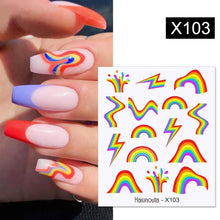 将图片加载到图库查看器，Egg Shell French Lines Water Decals Sticker Geometric Flowers Leaves Bubble Design Slider For Manicuring Nail Art Manicure Lips Nail Art Decorations Slider Nail Art Stickers Decals Nail Art Supplies Valentines Day 3D Self-Adhesive Nail Decorations
