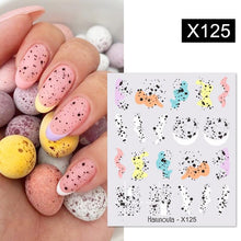 将图片加载到图库查看器，Egg Shell French Lines Water Decals Sticker Geometric Flowers Leaves Bubble Design Slider For Manicuring Nail Art Manicure Lips Nail Art Decorations Slider Nail Art Stickers Decals Nail Art Supplies Valentines Day 3D Self-Adhesive Nail Decorations
