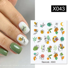 将图片加载到图库查看器，Egg Shell French Lines Water Decals Sticker Geometric Flowers Leaves Bubble Design Slider For Manicuring Nail Art Manicure Lips Nail Art Decorations Slider Nail Art Stickers Decals Nail Art Supplies Valentines Day 3D Self-Adhesive Nail Decorations
