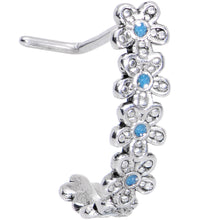 Load image into Gallery viewer, 20G Blue Belle Daisy Flower Chain Faux Hoop L Shaped Nose Ring
