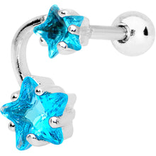 Load image into Gallery viewer, 1/4 Aqua CZ Gem Star System Cartilage Tragus Earring
