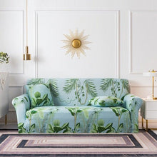 Load image into Gallery viewer, Elastic Plain Floral Printing  Sofa Cover Stretch for Living Room Couch Cover Chair Protector 1/2/3/4 Seater Printed Couch Cover for 3 Cushion Couch  Floral Pattern Sofa Cover with Separate Cushion Cover Pieces Stretch Sofa Slipcover

